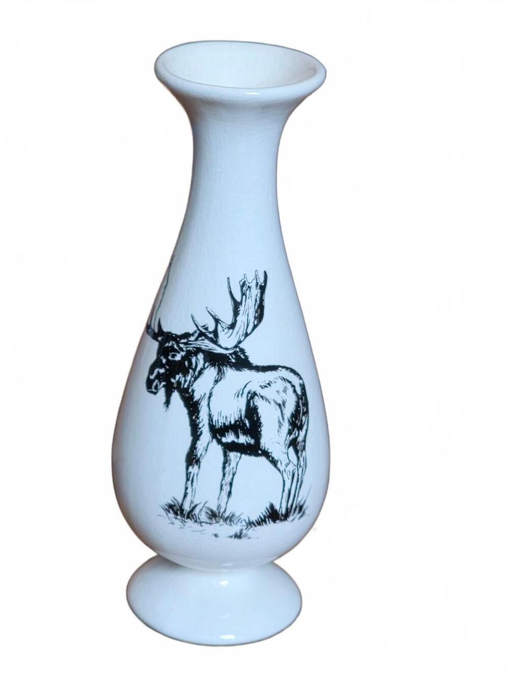 Vintage Bering Sea Originals Alaska Ceramic Moose Bud Vase 7 "